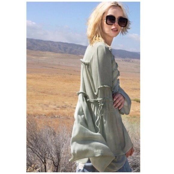 SAGE Tunic with Ruffles & Bell Sleeves - Picture 3 of 14